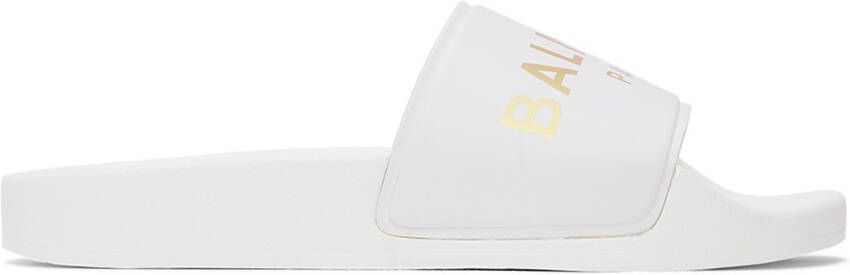 Balmain Kids White Logo Slides - Picture 5
