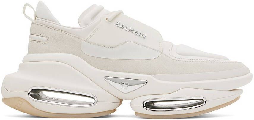 Balmain White B-Bold Low-Top Sneakers - Picture 5
