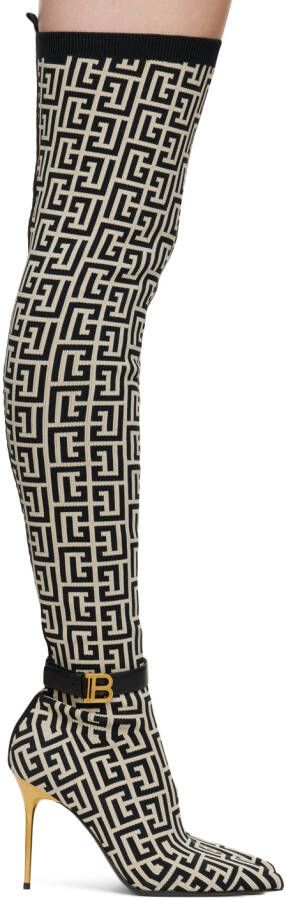 Balmain White Raven Tall Boots - Picture 5