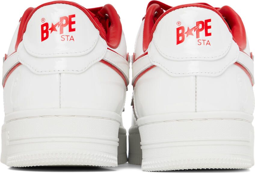 BAPE White & Red Patent Leather Sneakers
