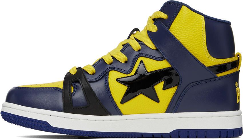 BAPE Yellow & Navy Sta 93 Hi Sneakers - Picture 3