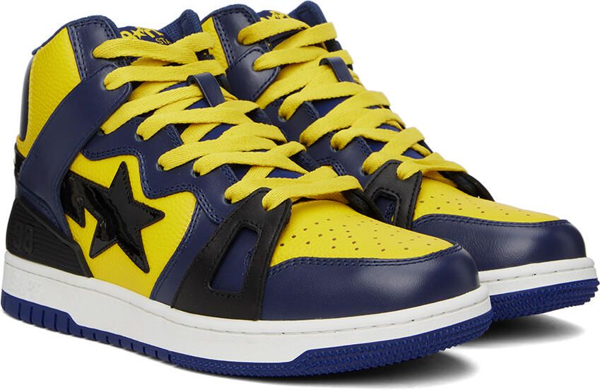 BAPE Yellow & Navy Sta 93 Hi Sneakers - Picture 2