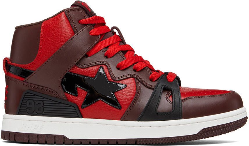 BAPE Red & Brown Sta 93 Hi Sneakers - Picture 5