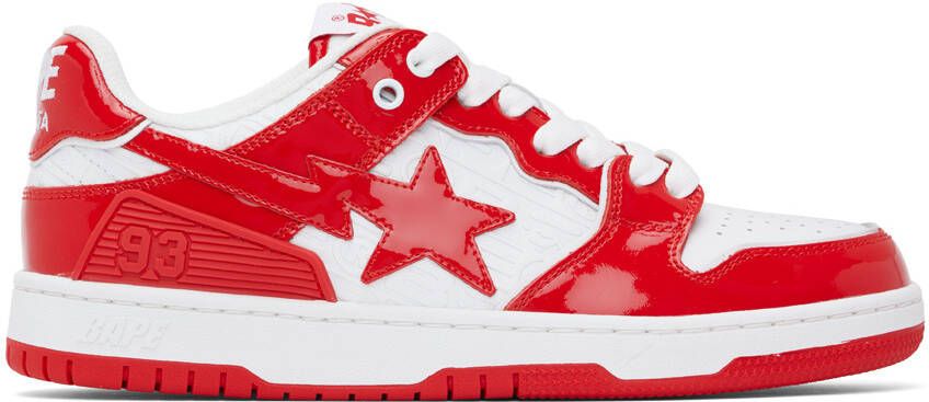 BAPE Red & White SK8 STA #5 Sneakers - Picture 5