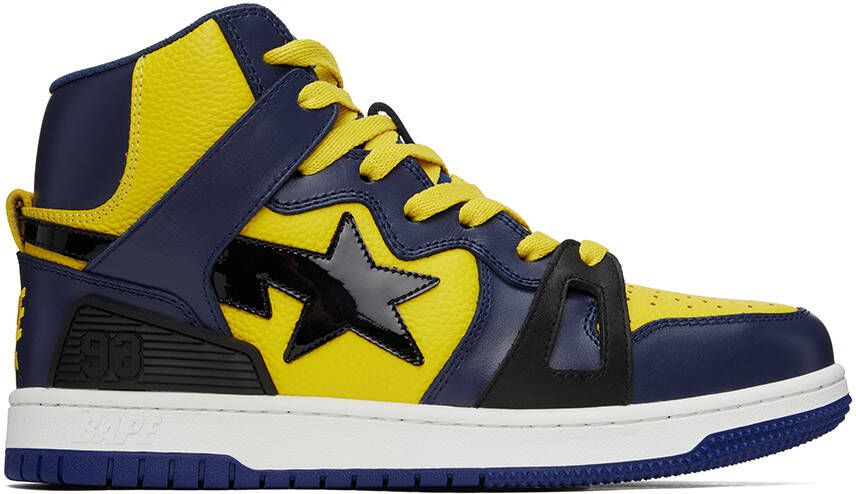 BAPE Yellow & Navy Sta 93 Hi Sneakers - Picture 5