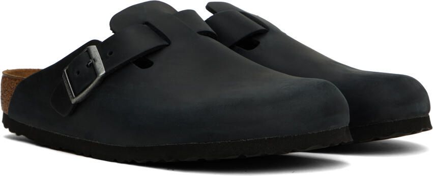 Birkenstock Black Oiled Leather Boston Loafers - Picture 3
