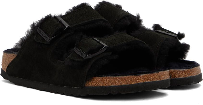 Birkenstock Black Narrow Shearling Arizona Sandals - Picture 2