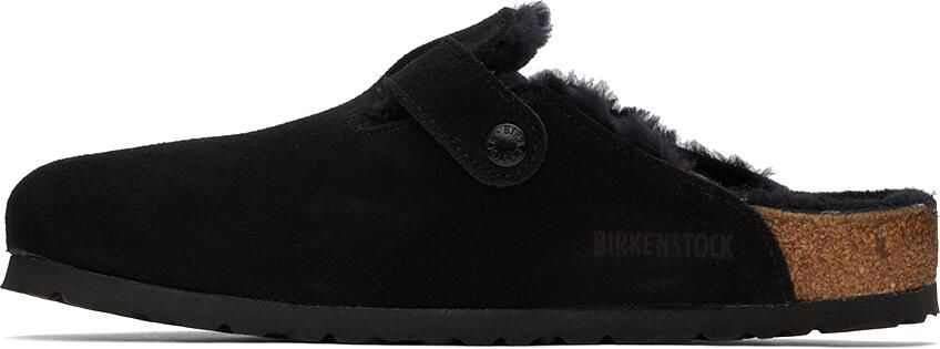 Birkenstock Black Regular Shearling Boston Clogs - Picture 4
