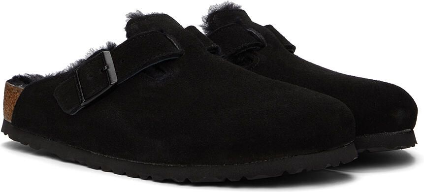 Birkenstock Black Regular Shearling Boston Clogs - Picture 2