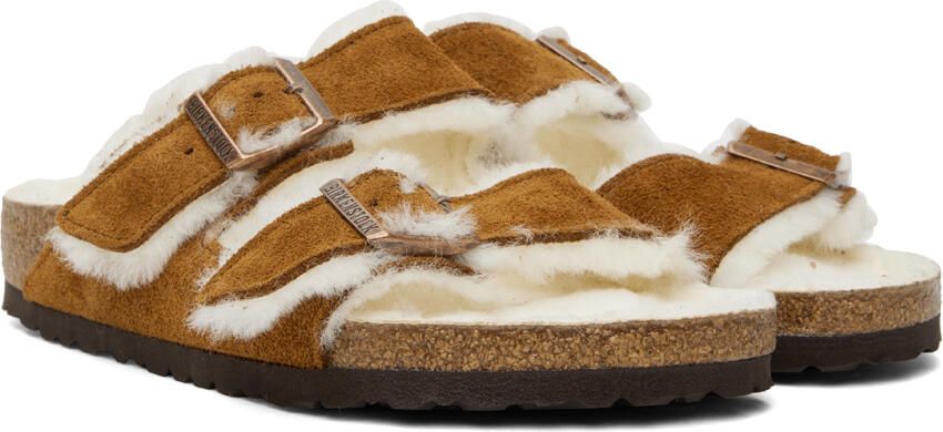 Birkenstock Brown Regular Shearling Arizona Sandals - Picture 6