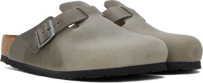 Birkenstock Gray Boston Soft Footbed Loafers - Picture 2