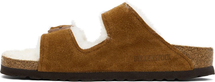 Birkenstock Tan Narrow Shearling Arizona Sandals - Picture 3