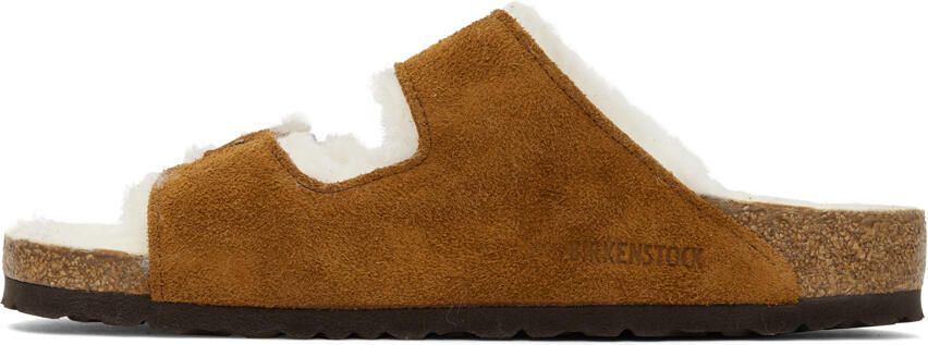 Birkenstock Brown Regular Shearling Arizona Sandals - Picture 2