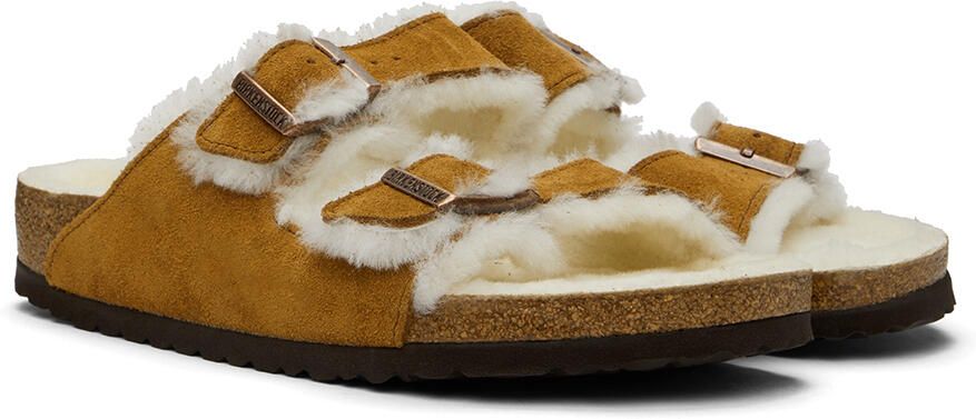 Birkenstock Tan Regular Shearling Arizona Sandals