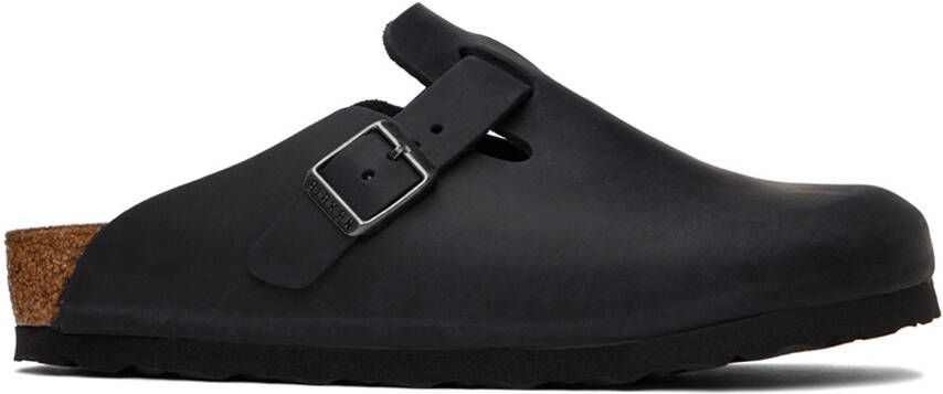 Birkenstock Black Oiled Leather Boston Loafers - Picture 2