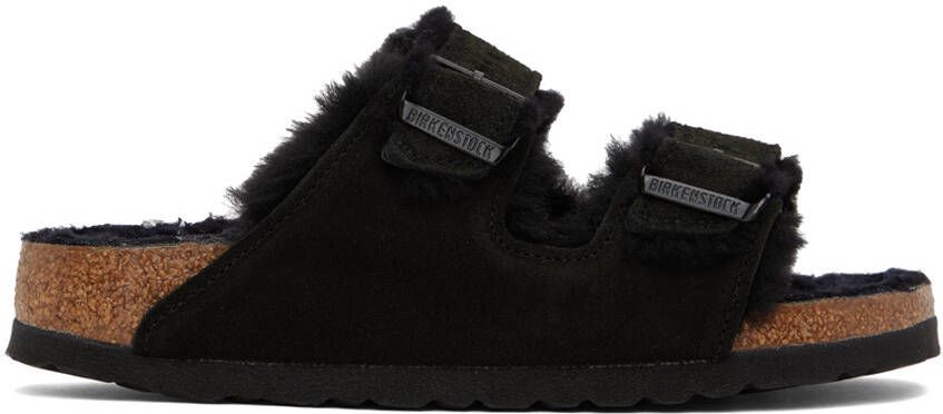 Birkenstock Black Narrow Shearling Arizona Sandals - Picture 5