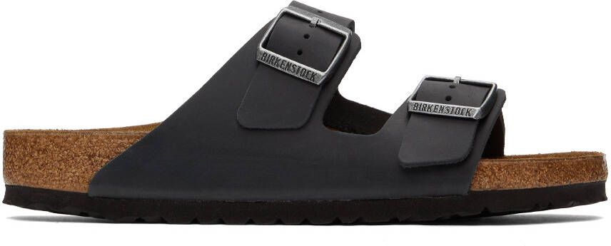 Birkenstock Black Regular Oiled Leather Arizona Sandals - Picture 5
