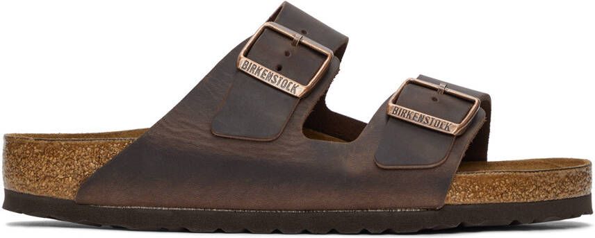Birkenstock Brown Regular Leather Arizona Sandals - Picture 5