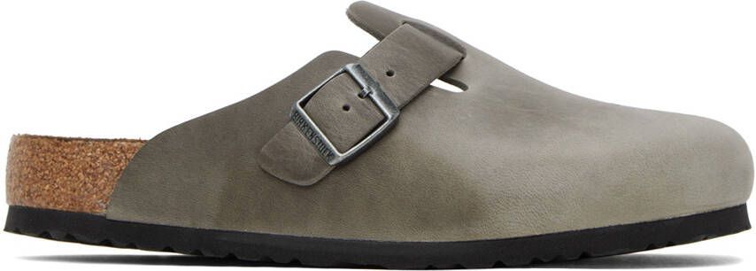 Birkenstock Gray Boston Soft Footbed Loafers - Picture 5