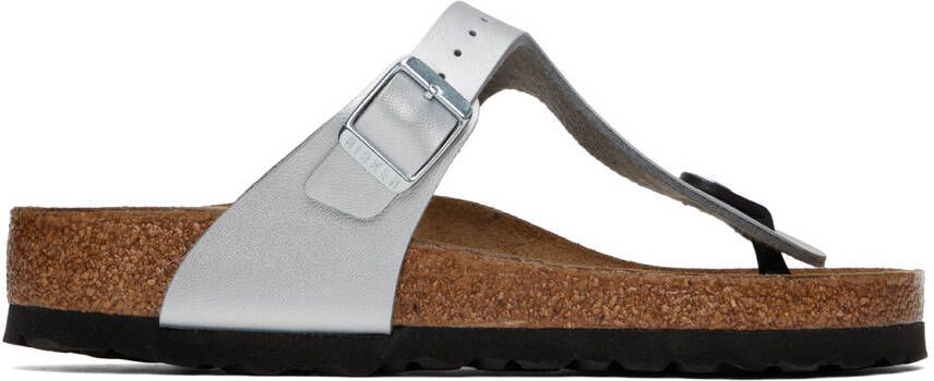 Birkenstock Silver Regular Gizeh Sandals - Picture 5