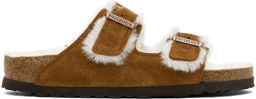 Birkenstock Tan Narrow Shearling Arizona Sandals - Picture 5