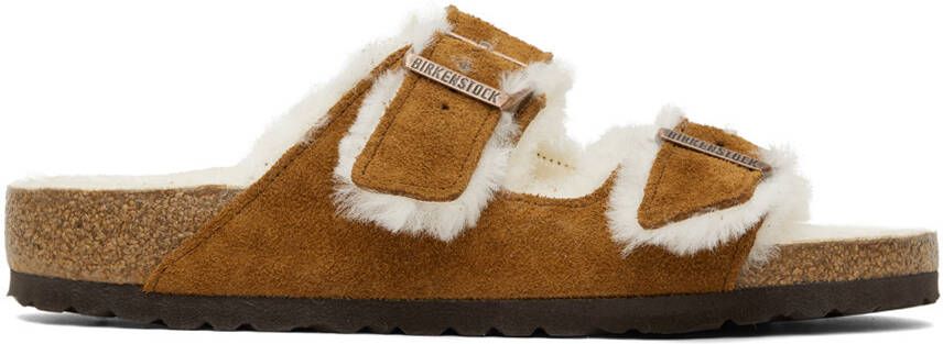 Birkenstock Brown Regular Shearling Arizona Sandals - Picture 3