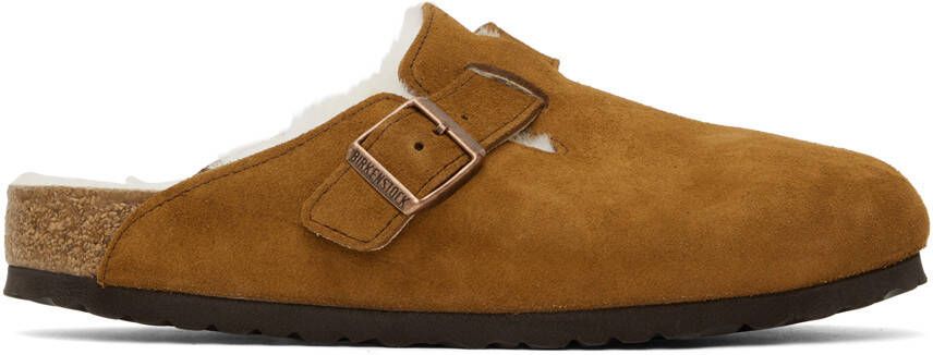 Birkenstock Tan Regular Shearling Boston Clogs