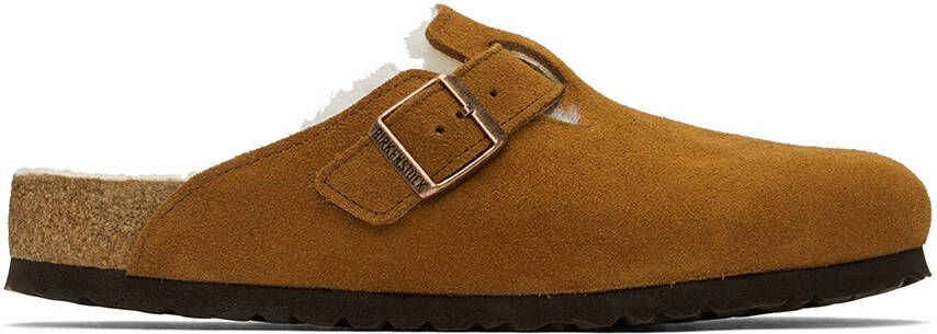 Birkenstock Tan Regular Shearling Boston Clogs