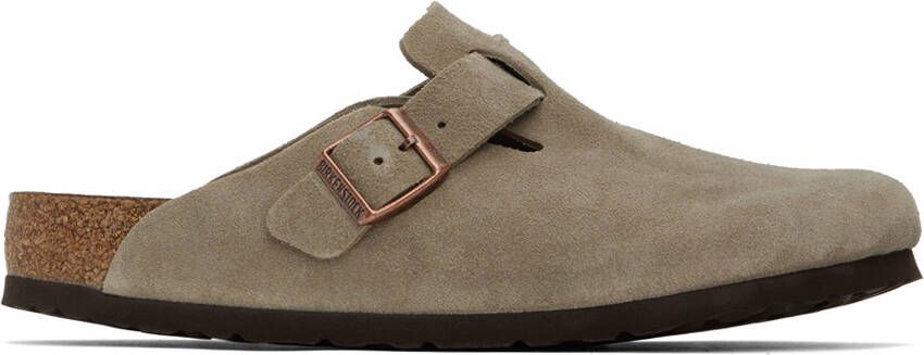 Birkenstock Taupe Boston Soft Footbed Loafers - Picture 4