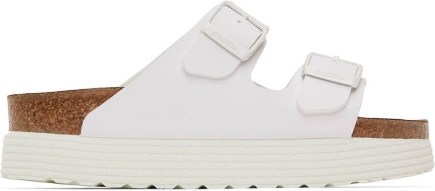 Birkenstock White Papillio Arizona Platform Sandals