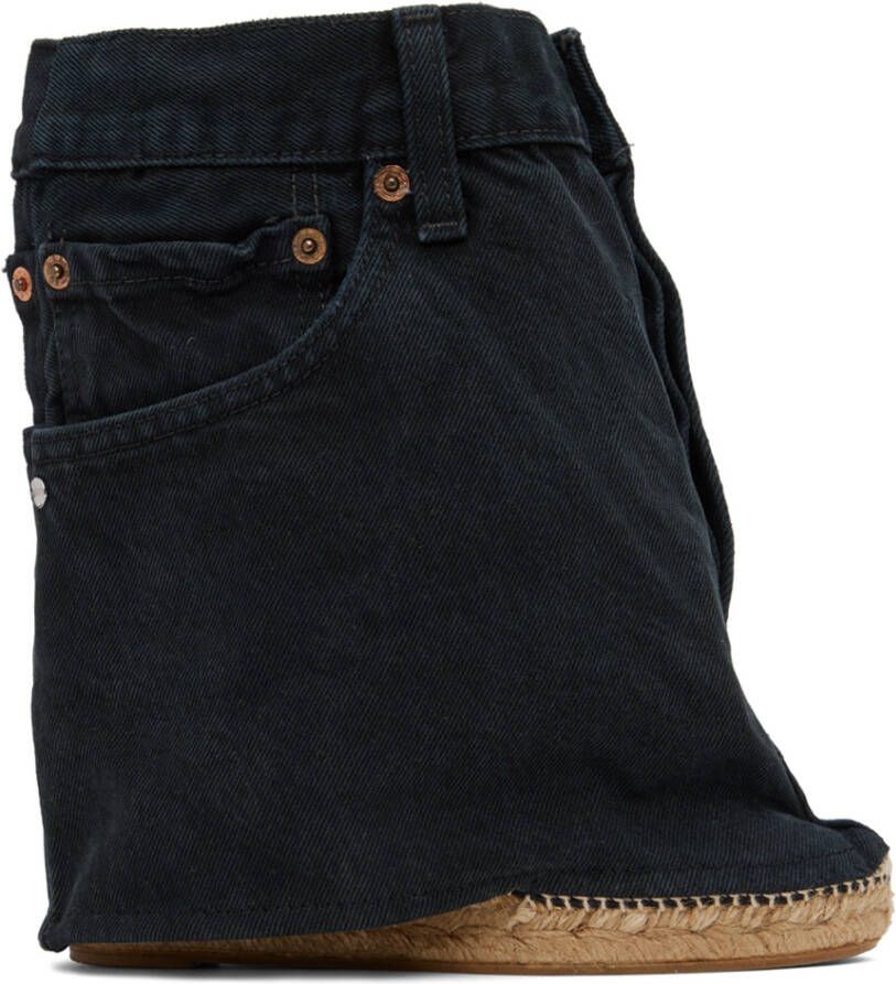 Bless SSENSE Exclusive Navy Jeansheels Wedge Heels