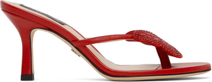 Blumarine Red Butterfly Thong Sandals - Picture 5