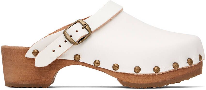 Bonpoint Kids White Studded Clogs - Picture 4
