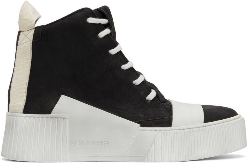 Boris Bidjan Saberi Black & Off-White Suede Bamba 1.1 High Top Sneakers - Picture 5