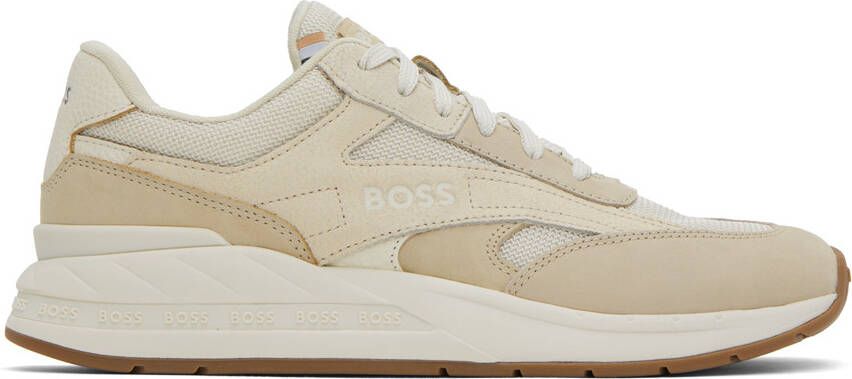 BOSS Beige Paneled Sneakers - Picture 5