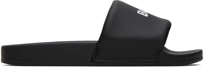 BOSS Black Embroidered Slides - Picture 5