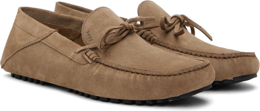 BOSS Beige Knotted Trim Loafers - Picture 2