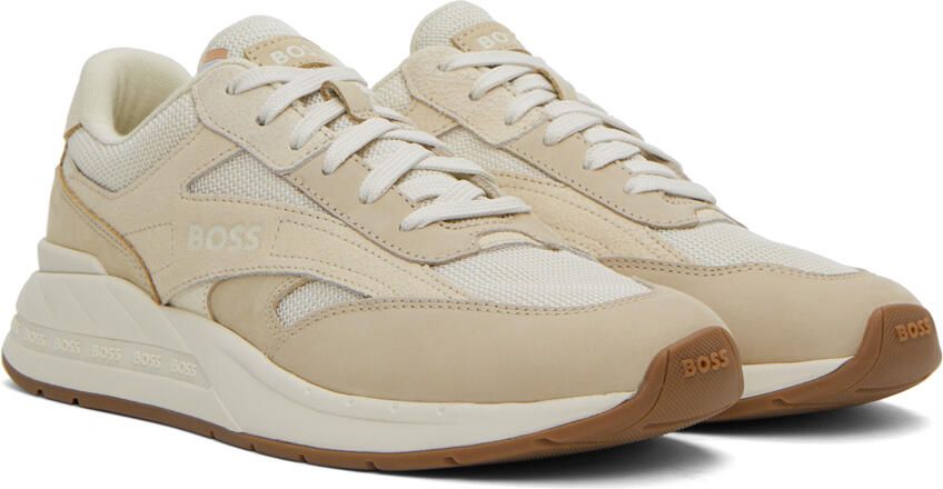 BOSS Beige Paneled Sneakers - Picture 2