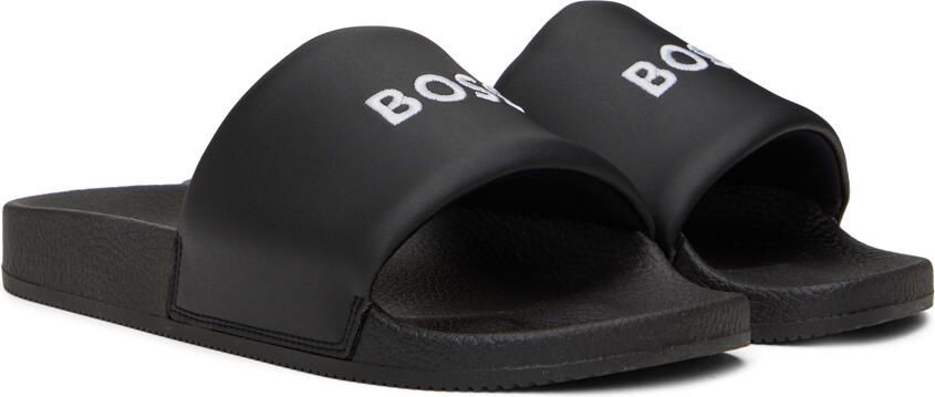 BOSS Black Embroidered Slides - Picture 2