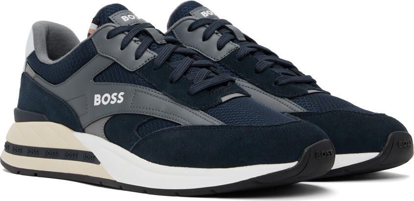 BOSS Navy Lace-Up Sneakers - Picture 2