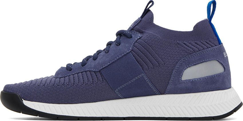 BOSS Navy Structured Knit Sneakers - Picture 3