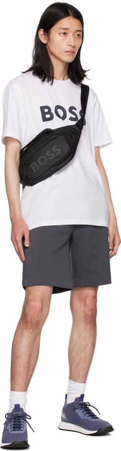 BOSS Navy Structured Knit Sneakers - Picture 4