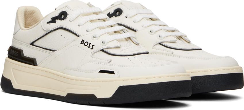 BOSS White & Black Leather Sneakers - Picture 2
