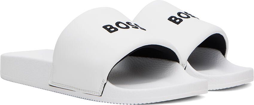 BOSS White Embroidered Slides - Picture 2