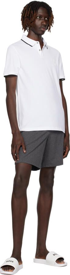 BOSS White Embroidered Slides - Picture 4