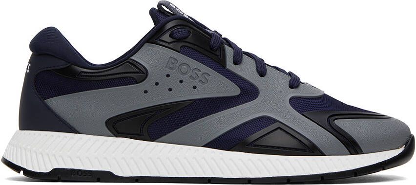 BOSS Navy & Gray Thermo-Bonded Sneakers - Picture 5