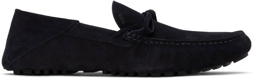 BOSS Navy Knotted Trim Moccasins - Picture 5
