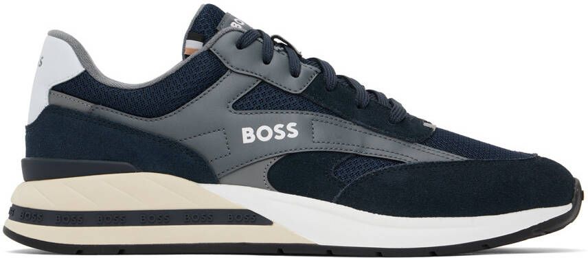 BOSS Navy Lace-Up Sneakers - Picture 4