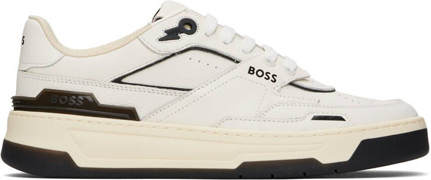 BOSS White & Black Leather Sneakers - Picture 5