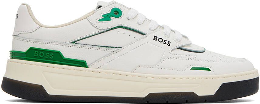 BOSS White & Green Reflective Sneakers - Picture 5